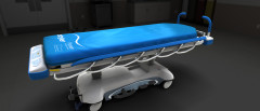 CG image of blue medical surgical bed virtual 3D product render